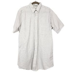 Arrow Mens Plaid White Short Sleeve Tshirt Button Down Men Size 17 Tall